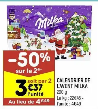 Leader Price Calendrier de l'avent milka offre