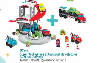 Maxi Toys Super pack garage et transport de véhicules offre