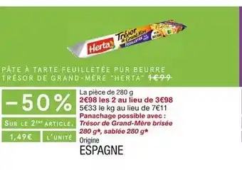 Monoprix Pâte à tarte feuilletée pur beurre trésor de grand-mère offre