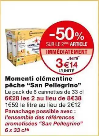 Monoprix Momenti clémentine pêche offre