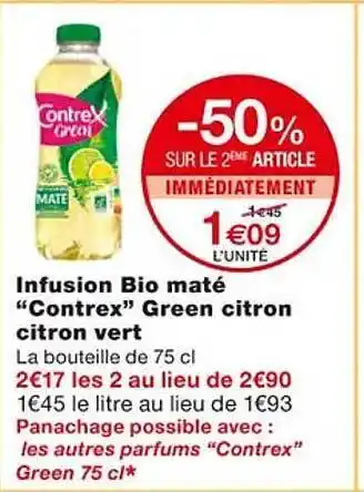 Monoprix Infusion bio maté offre