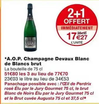 Monoprix A.o.p. champagne devaux blanc de blancs brut offre