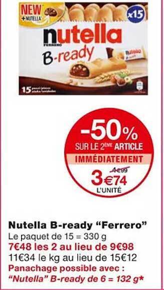 Monoprix Nutella b-ready offre