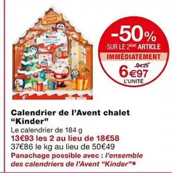 Monoprix Calendrier de l'avent de l'avent chalet offre