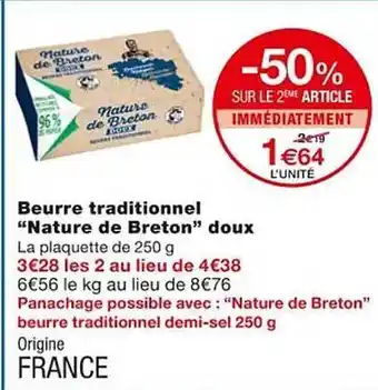 Monoprix Beurre traditionnel offre
