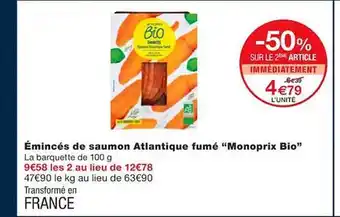 Monoprix Émincés de saumon atlantique fumé offre