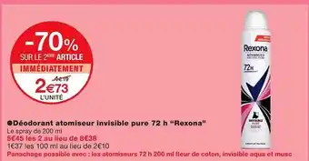Monoprix Déodorant atomiseur invisible pure 72 h offre