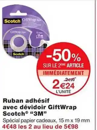 Ruban adhésif avec dévidoir giftwrap scotch