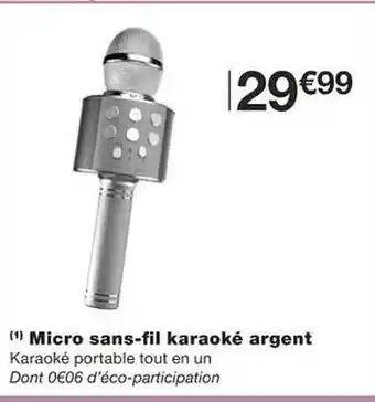 Monoprix Micro sans-fil karaoké argent offre