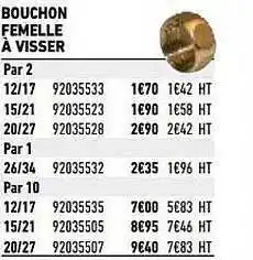 Brico Cash Bouchon femelle à visser offre