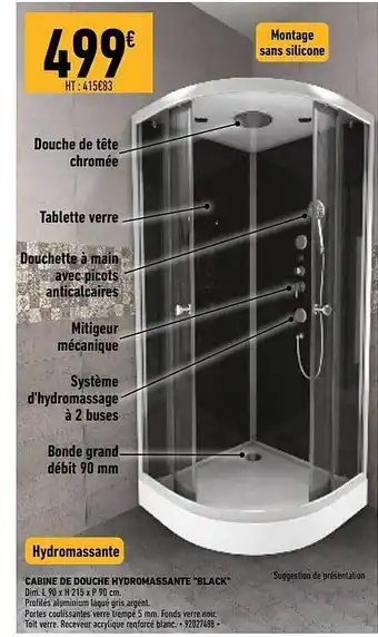 Brico Cash Cabine de douche hydromassante offre