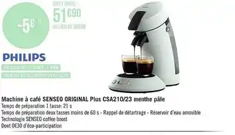 Casino Supermarchés Machine à café senseo original plus csa210-23 menthe pâle philips offre