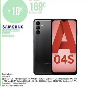 Casino Supermarchés Smartphone samsung galaxy a04s offre