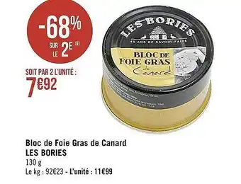 Casino Supermarchés Bloc de foie gras de canard les bories offre