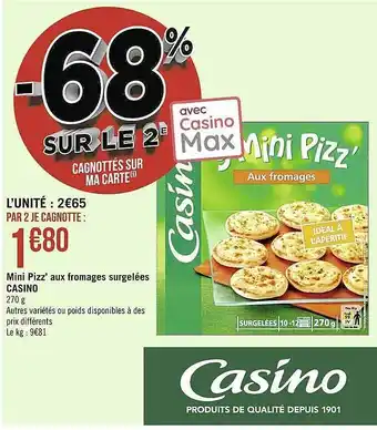 Casino Supermarchés Mini pizz' aux fromages surgelées casino offre