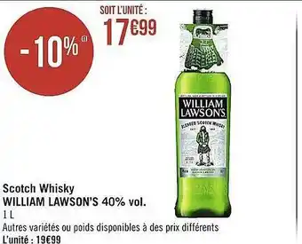Casino Supermarchés Scotch whisky william lawon's 40% vol. offre