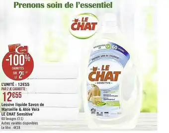 Casino Supermarchés Lessive liquide savon de marseille & aloe vera le chat sensitive offre