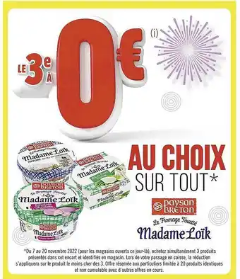 Casino Supermarchés Paysan breton le fromage fouetté madame loïk offre