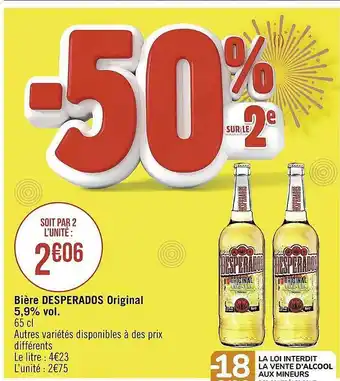 Casino Supermarchés Bière desperados original 5,9% vol. offre