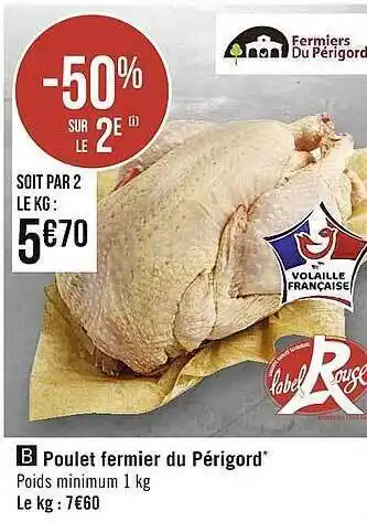 Casino Supermarchés Poulet fermier du périgord offre
