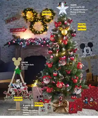Gifi Cimier lumineux mickey et minnie, sapin bois à poser, pochette cadeau disney offre