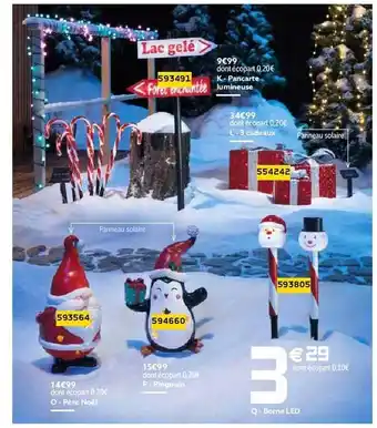Gifi Pancarte lumineuse, 3 cadeaux, père noël, pingouin, borne led offre