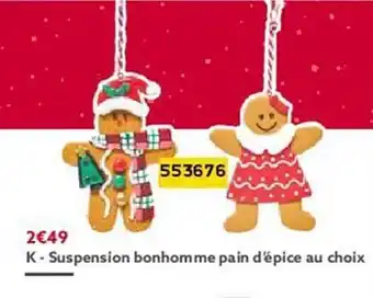 Gifi Suspension bonhomme pain d'épice au choix offre