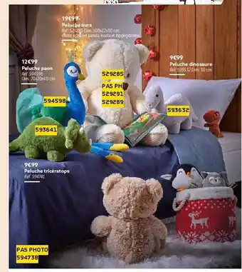 Gifi Peluche ours, peluche paon, peluche dinosaure, peluche tricératops offre