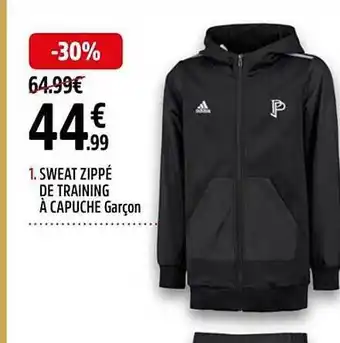 Intersport Sweat zippé de training à capuche garçon adidas offre