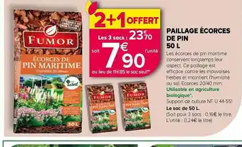 Paillage écorces de pin 50l fumor