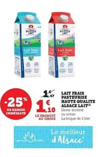 U Express Lait frais pasteurisé haute qualité alsace lait offre
