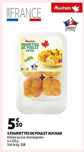 Auchan 4 paupiettes de poulet auchan offre