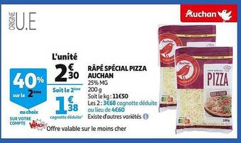Auchan Râpé spécial pizza auchan offre