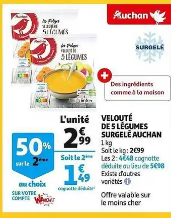 Auchan Velouté de 5 légumes surgelé auchan offre