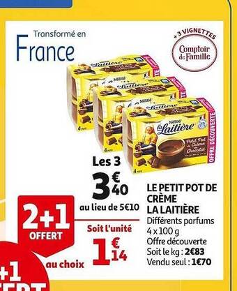 Auchan Le petit pot de crème la laitière offre