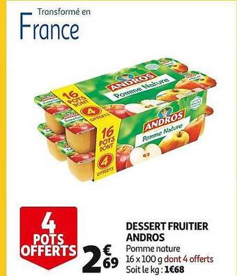 Auchan Dessert fruitier andros offre