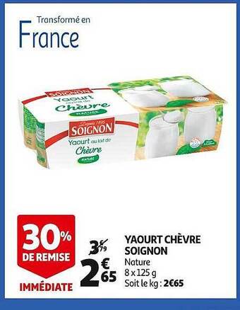 Auchan Yaourt chèvre soignon offre
