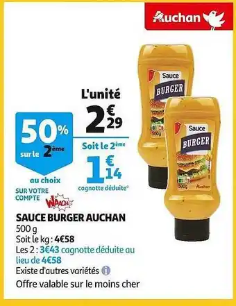 Auchan Sauce burger auchan offre