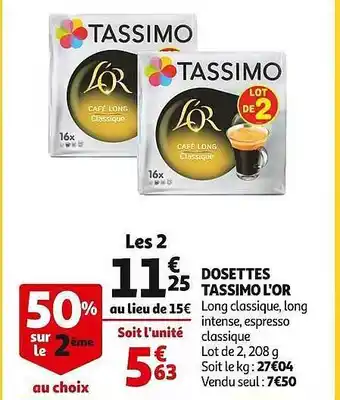 Auchan Dosettes tassimo l'or offre