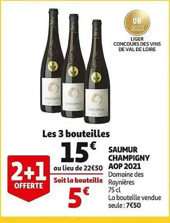 Auchan Saumur champigny aop 2021 domaine des raynières offre