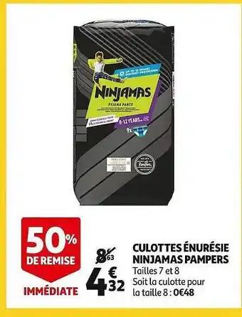 Auchan Culottes énurésie ninjamas pampers offre