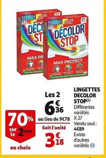 Auchan Lingettes decolor stop offre