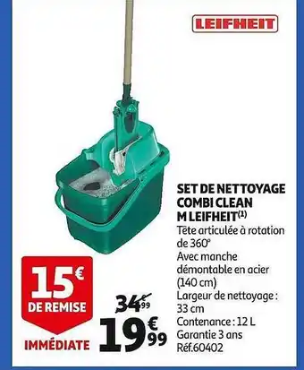 Auchan Set de nettoyage combi clean m leifheit offre