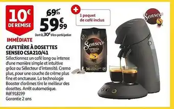 Auchan Cafetière à dosettes senseo csa210-41 offre