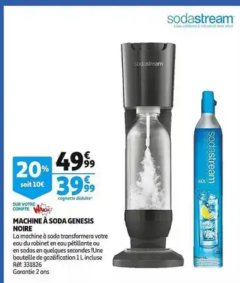 Auchan Machine à soda genesis noire sodastream offre