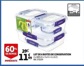 Auchan Lot de 6 boîtes de conservation offre