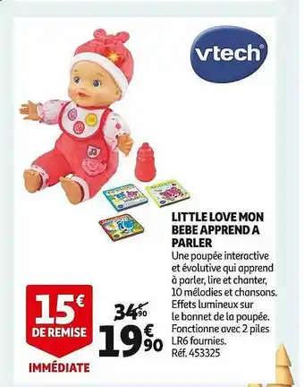 Auchan Tittle love mon bébé apprend à parler vtech offre