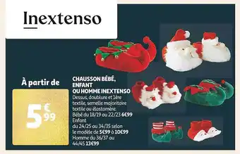 Auchan Chausson bébé, enfant ou homme inextenso offre