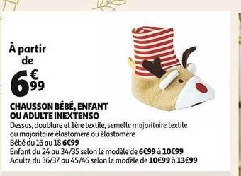 Auchan Chausson bébé, enfant ou adulte inextenso offre