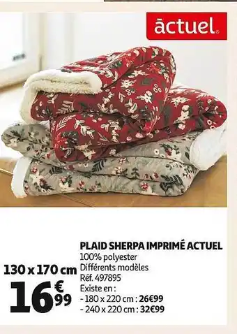 Auchan Plaid sherpa imprimé actuel offre